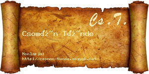 Csomán Tünde névjegykártya